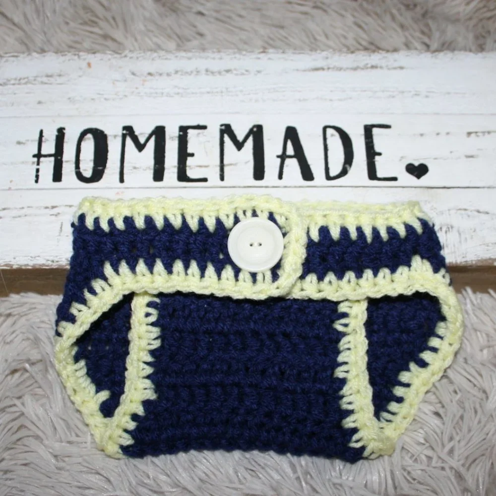 💙 NAVY + YELLOW DIAPER COVER · 0–3 MO 💛
